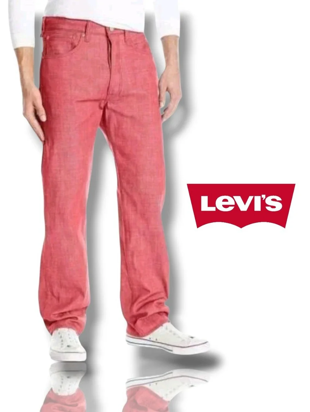 NWT Levi's 501 Men's Red New Straight-Leg Jeans Size 32x30 Shrink-to-Fit
